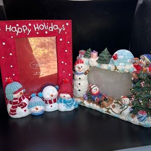 Snowmen Holiday Photo Frames set of 2